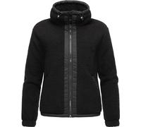 Ragwear Damen Fleecejacke Kurze Teddyfleece-Jacke warm mit Kapuze Nordicka Black24 Gr. XL