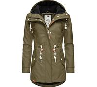 Ragwear Damen gefütterter Regenmantel wasserdichte Lange Regenjacke mit Kapuze Monadis Rainy Intl. Olive Gr. XXL