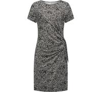 Ragwear Damen gemustertes kurzes Sommerkleid Kurzarm Minikleid mit seitlichem Bindeband Knotta Print YOUMODO Black Gr. L