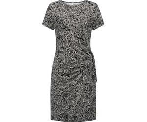 Ragwear Damen gemustertes kurzes Sommerkleid Kurzarm Minikleid mit seitlichem Bindeband Knotta Print YOUMODO Black Gr. XXL