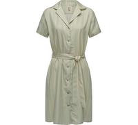 Ragwear Damen gemustertes Sommerkleid Kurzarm Midikleid mit Durchgehender Knopfleiste und Stoffgürtel Sawira YOUMODO Dusty Green Gr. XXL