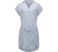 Blusenkleid RAGWEAR "Bahaya Stripe", Damen, Gr. L (40), Normalgrößen, blau (hellblau), 100% Viskose, modisch, figurumspielend ca. Mitte Oberschenkel, V-Ausschnitt, Kurzarm weit Umschlagbund, Kleider, 