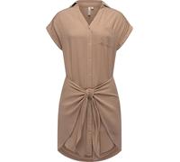 Blusenkleid RAGWEAR "Bahaya", Damen, Gr. XL (42), Normalgrößen, braun (latte macchiato), 100% Viskose, modisch, figurumspielend ca. Mitte Oberschenkel, V-Ausschnitt, Kurzarm weit Umschlagbund, Kleider
