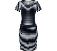 Ragwear Damen Kurzarm Sommerkleid kurzes Minikleid mit Taillenkordel, Streifenmuster und Taschen Baomi YOUMODO Navy Gr. S