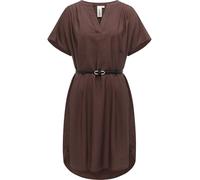 Ragwear Damen Kurzarm Sommerkleid leichtes Minikleid Strandkleid mit schmalem Taillengürtel Klarisa Dark Choco Gr. XS