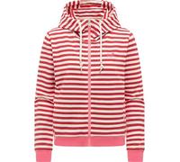 Ragwear Damen Kurze Sweatjacke gestreifter Zipper mit Verstellbarer Kapuze und süßer Stickerei Parya Stripes Red Gr. M