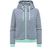 Ragwear Damen Kurze Sweatjacke gestreifter Zipper mit Verstellbarer Kapuze und süßer Stickerei Parya Stripes Navy Gr. M