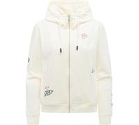 Sweatjacke RAGWEAR "Parya Embro", Damen, Gr. XL (42), elfenbeinfarben, Material: 95% Baumwolle, 5% Elasthan, gerade hüftlang, Rundhals, Ärmel ohne Ärmelschlitz Rippstrickbündchen, Sweatjacken Sweatjac