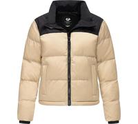 Ragwear Damen kurze Winterjacke warme Colourblocking Steppjacke mit Stehkragen Serah YOUMODO Taupe Gr. XS