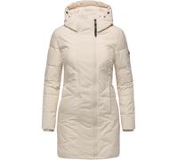 Ragwear Damen kurzer wasserdichter Wintermantel warmer Steppmantel mit Kapuze und kuscheligem Fleece Innenfutter Pevilla YOUMODO Ecru Gr. S
