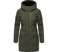 Ragwear Damen kurzer wasserdichter Wintermantel warmer Steppmantel mit Kapuze und kuscheligem Fleece Innenfutter Pevilla YOUMODO Dark Olive Gr. 4XL