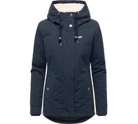 Ragwear Damen Kurzmantel warme wasserdichte Winterjacke mit kuscheliger verstellbarer Kapuze Alvena YOUMODO Navy Gr. M