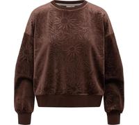 Ragwear Damen lässiges Cropped Sweatshirt Oversized Pullover aus kuschelig weichem Samt-Material mit Präge-Muster Wuss Embossed Dark Choco Gr. XXL