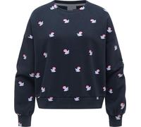 Ragwear Damen lässiges Cropped Sweatshirt Oversized Pullover mit modischem Allover-Print Wuss Shells Navy Gr. S
