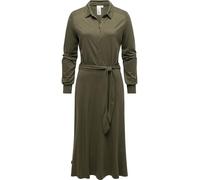 Ragwear Damen Langarm Kleid Midikleid Elegantes Jersey Blusenkleid mit Taillengürtel Plantee XS-XXL