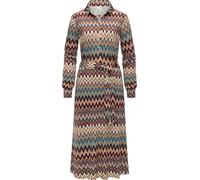 Ragwear Damen Langarm Kleid Midikleid Elegantes Jersey Blusenkleid mit Taillengürtel und raffinierten Prints Plantee Print Sand26 Gr. M