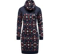 Ragwear Damen Langarm Kleid Midikleid modisches Freizeitkleid mit Schlauchkragen im Aztec-Muster Chlloe Aztec YOUMODO Navy Gr. 3XL