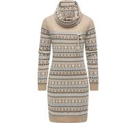 Sweatkleid RAGWEAR "Chlloe Jacquard YOUMODO", Damen, Gr. S (36), Normalgrößen, beige, Material: 70% Baumwolle, 30% Polyester, figurumspielend ca. Mitte Oberschenkel, hoch geschlossener Ausschnitt, Ärm