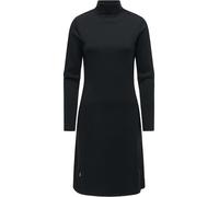 Ragwear Damen Langarm Minikleid kurzes A-Linien-Kleid Elegantes Sweatkleid mit Stehkragen Leavie Black Gr. XS