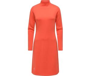 Ragwear Damen Langarm Minikleid kurzes A-Linien-Kleid Elegantes Sweatkleid mit Stehkragen Leavie Red Gr. M