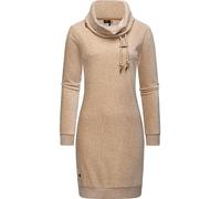 Sweatkleid RAGWEAR "Chloe Velvet", Damen, Gr. L (40), Normalgrößen, beige (sand), Samt, Material: 62% Baumwolle, 35% Polyester, 3% Elasthan, tailliert ca. Mitte Oberschenkel, hoch geschlossener Aussch