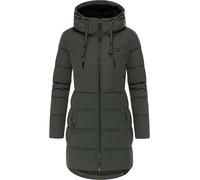 Ragwear Damen Lange Steppjacke Wintermantel mit Kapuze Ashani Block Intl. Dark Olive25 Gr. M