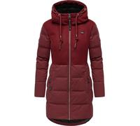 Ragwear Damen Lange Steppjacke Wintermantel mit Kapuze Ashani Block Intl. Wine Red25 Gr. M