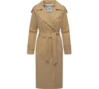 Ragwear Damen lange Übergangsjacke eleganter Mantel Klassischer Trenchcoat Longtrench YOUMODO Sand Gr. L
