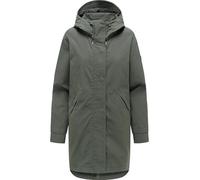 Ragwear Damen lange Übergangsjacke leichter Oversize-Parka mit verstellbarer Kapuze und Schlüsselanhänger Lamyja B Dark Olive Gr. XS