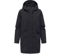Ragwear Damen lange Übergangsjacke leichter Oversize-Parka mit verstellbarer Kapuze und Schlüsselanhänger Lamyja A Black Gr. S