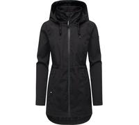 Ragwear Damen Lange Übergangsjacke wasserdicht und atmungsaktiv Parka mit Abnehmbarer Kapuze und feiner Rillenstruktur Dakkota B YOUMODO Black Gr. XL
