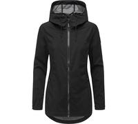 Ragwear Damen lange Übergangsjacke wasserdichter und atmungsaktiver Kurzmantel mit verstellbarer Kapuze Zuzka Sport YOUMODO Black Gr. L