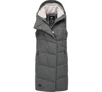 Steppweste RAGWEAR "Pavla Vest" Gr. L (40), grau Damen Westen Longwesten stylische Winterweste mit Teddyfutter und Kapuze (28792441-L)