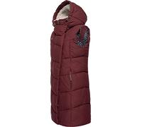 Ragwear Damen lange wasserdichte Winter Steppweste mit Kapuze Pavla Vest Wine Red Gr. XXL