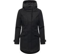 Ragwear Damen lange Winterjacke in Wollmantel Optik Trenchcoat mit Kapuze gefütterter Parka Petuja Felt YOUMODO Black Gr. XL