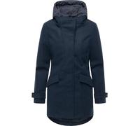 Ragwear Damen lange Winterjacke in Wollmantel Optik Trenchcoat mit Kapuze gefütterter Parka Petuja Felt YOUMODO Navy Gr. 3XL