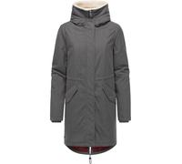 Ragwear Damen langer Mantel warme Winterjacke mit innenliegenden Rucksack-Trägern, Taillenband und Kapuze Coogle YOUMODO Stone Grey Gr. 3XL
