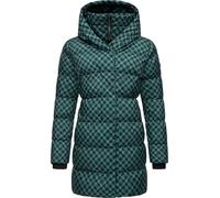 Ragwear Damen langer Wintermantel mit Kapuze warmer Steppmantel mit angesagtem Hahnentritt Muster wasserdicht und atmungsaktiv Niara Print YOUMODO XS-3XL