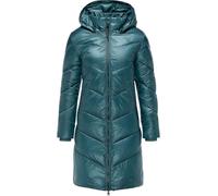 Wintermantel RAGWEAR "Rebelka Shiny", Damen, Gr. L (40), blau (ocean), Obermaterial: 100% Polyester, Innenfutter: 100% Polyester, Wattierung: 100% Polyester, modisch, figurumspielend knieumspielend, h