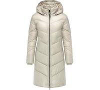 Wintermantel RAGWEAR "Rebelka Shiny", Damen, Gr. L (40), weiß (bone), Obermaterial: 100% Polyester, Innenfutter: 100% Polyester, Wattierung: 100% Polyester, modisch, figurumspielend knieumspielend, ho
