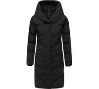 Ragwear Damen Langer Wintermantel warmer Steppmantel mit hohem Kragen und Kapuze Natalka Soft YOUMODO Black Gr. 3XL