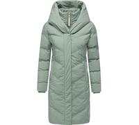 Ragwear Damen Langer Wintermantel warmer Steppmantel mit hohem Kragen und Kapuze Natalka Soft YOUMODO Dusty Green Gr. XS