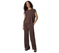 Blusenshirt RAGWEAR "Verllen Set YOUMODO", Damen, Gr. XS (34), dunkelbraun, Material: 65% Polyester, 35% Viskose, Basic, weit lang, Rundhals, weit Rollsaum, Shirts Blusenshirt, Set aus langer Hose und