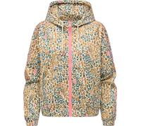 Ragwear Damen leichte gemusterte Übergangsjacke kurze wasserdichte und atmungsaktive Funktionsjacke mit verstellbarer Kapuze Andrin Print Ecru Gr. L