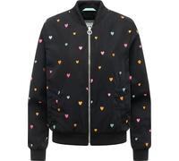 Ragwear Damen leichte Übergangsjacke kurze Blousonjacke mit Rippbündchen und verspielten Details Lunara Hearts Black Gr. S