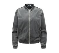 Ragwear Damen leichte Übergangsjacke kurze Bomberjacke aus kuschelig weichem Samt-Material Velvetie Stone Grey Gr. M