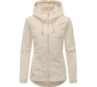 Ragwear Damen leichte Übergangsjacke kurze Jacke in feiner Kord-Optik mit Taillenzugkordel und verstellbarer Kapuze Dankka Cordy YOUMODO Ecru Gr. 3XL