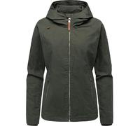 Ragwear Damen leichte Übergangsjacke kurze wasserabweisende und beschichtete Baumwoll-Jacke mit Kapuze Dizzea Vintage YOUMODO Dark Olive Gr. XL
