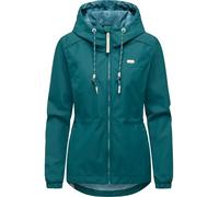 Ragwear Damen leichte Übergangsjacke kurze wasserdichte und atmungsaktive Funktionsjacke mit verstellbarer Kapuze und Taillenzugband Dankka Ocean Green Gr. L