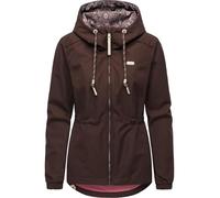 Ragwear Damen leichte Übergangsjacke kurze wasserdichte und atmungsaktive Funktionsjacke mit verstellbarer Kapuze und Taillenzugband Dankka Dark Choco Gr. M